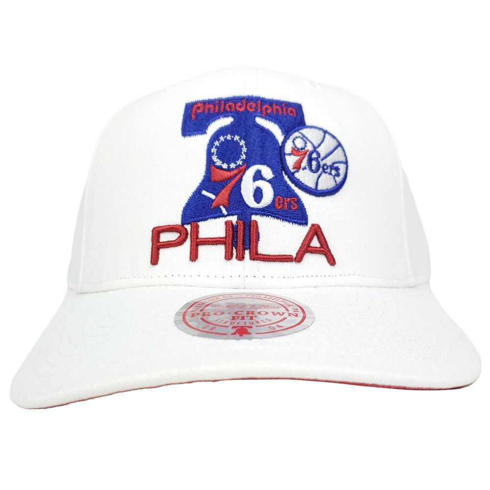 Philadelphia 76ers Mitchell & Ness Pro Fit Snapback Cap Hat 3D Logo White NWT